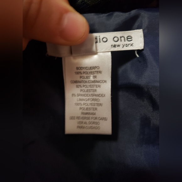 Studio One Navy Blue Dress w/ Black & Gold Embroidered Lace Overlay (Size 6) - Picture 7 of 16